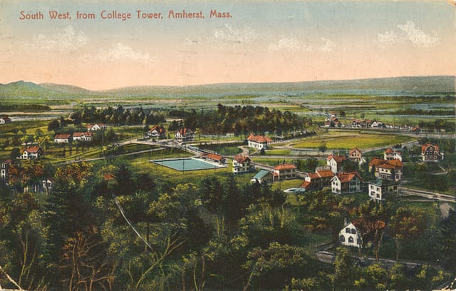 1925 postcard taken from top of College Tower, looking southwest.